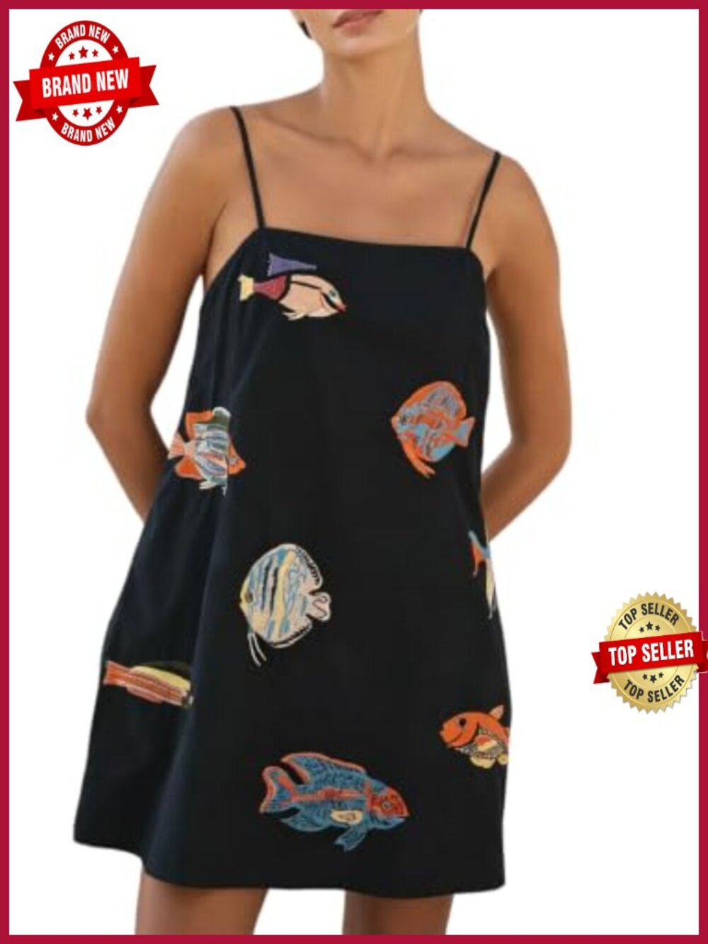 Boho Graffiti Cami Mini Dress Loose Fit Summer Sundress